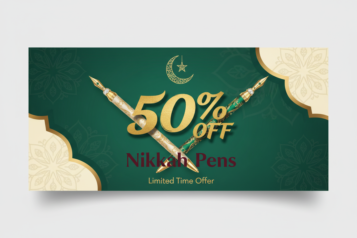 make a nikkah pens 50% off sale banner